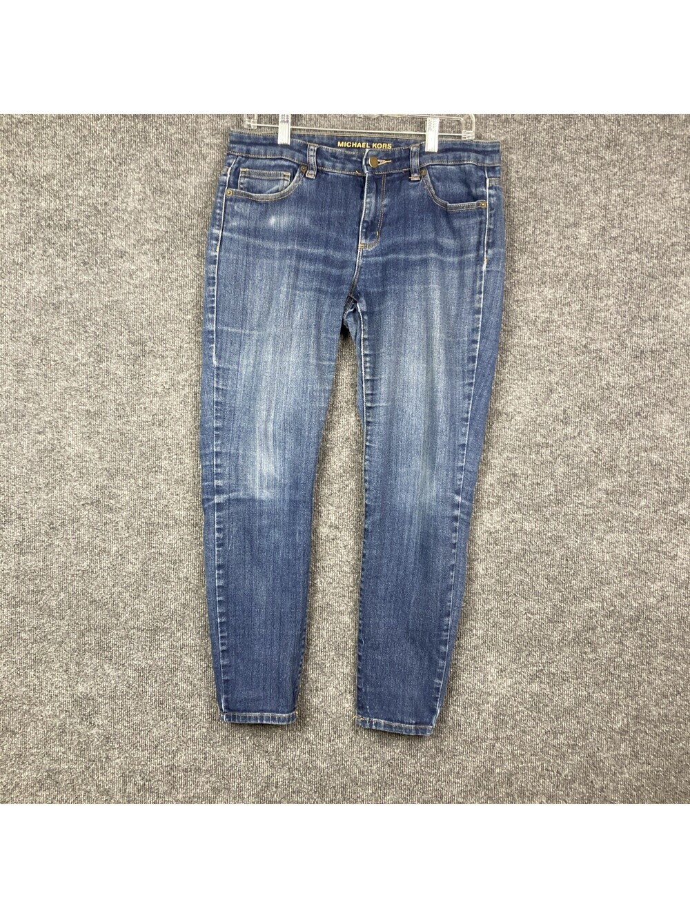 Michael Kors Womens Size 8 Medium Wash Mid Rise Skinny Zip Button Denim Jeans